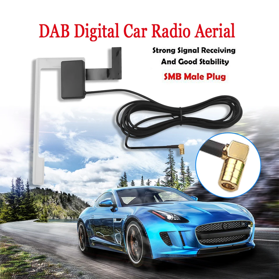 Pre priekopníka Kenwood JVC Sony 1pc Universal DAB Digital Car Radio Anténa letecká letecká SMB okenná sklenená držiak vstavaný posilňovač signálu