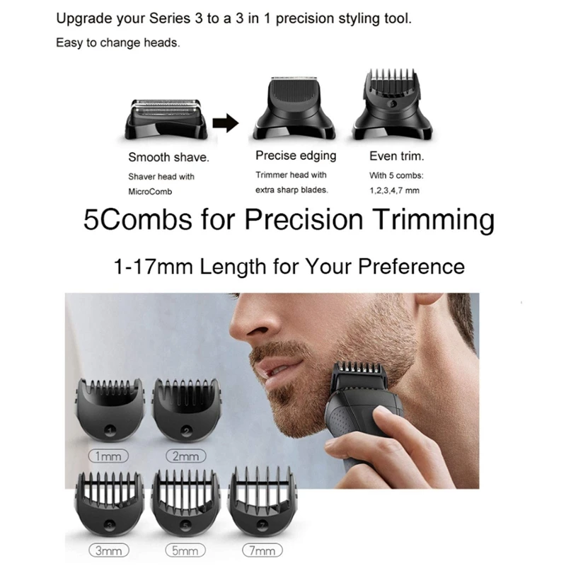 Pre pripevnenie Braun Body Groomer pre Electric Razor kompatibilný s elektrickými holiacimi strojmi BT32 300S 390CC 5774/5776