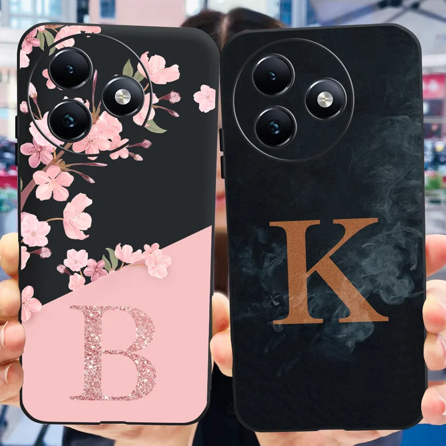 Pre prípad itel S24 S667ln 2024 Silikónový kryt módne kvetinové písmená mäkké čierne puzdro TPU pre itel S24 4G S 24 ITELS24 Funda