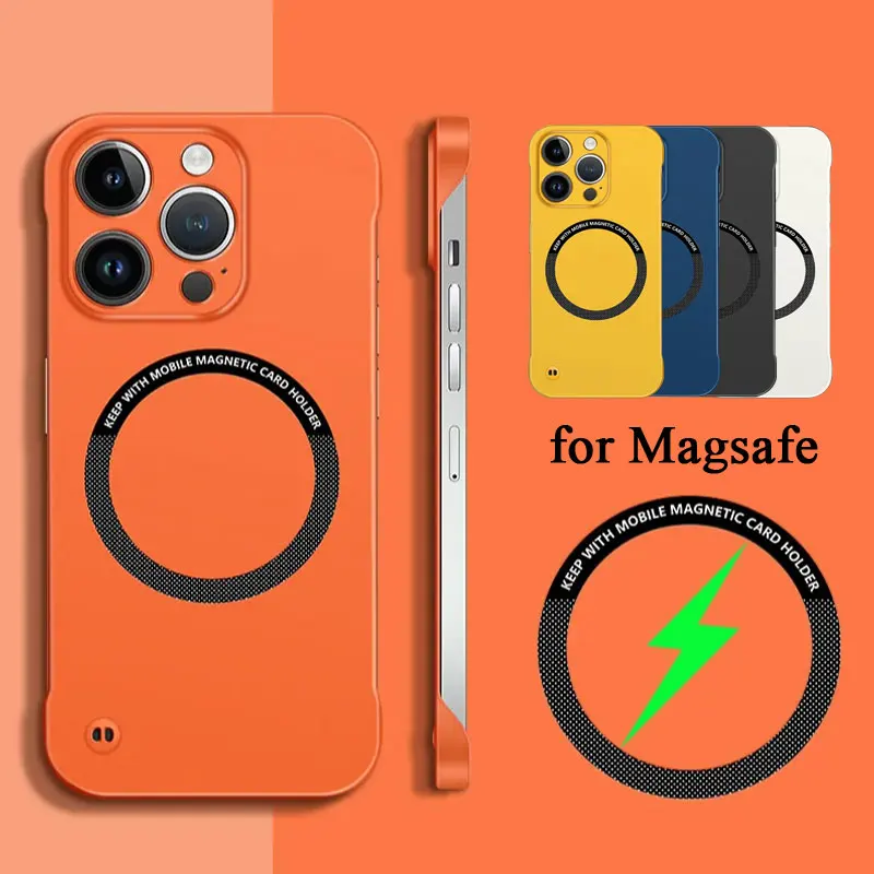 Pre prípad magnetického telefónu MagSafe pre iPhone 16 Plus 16 15 13 12 11 Pro Max bez rámcového tvrdého počítača zadného krytu bezdrôtových nabíjacích puzdier