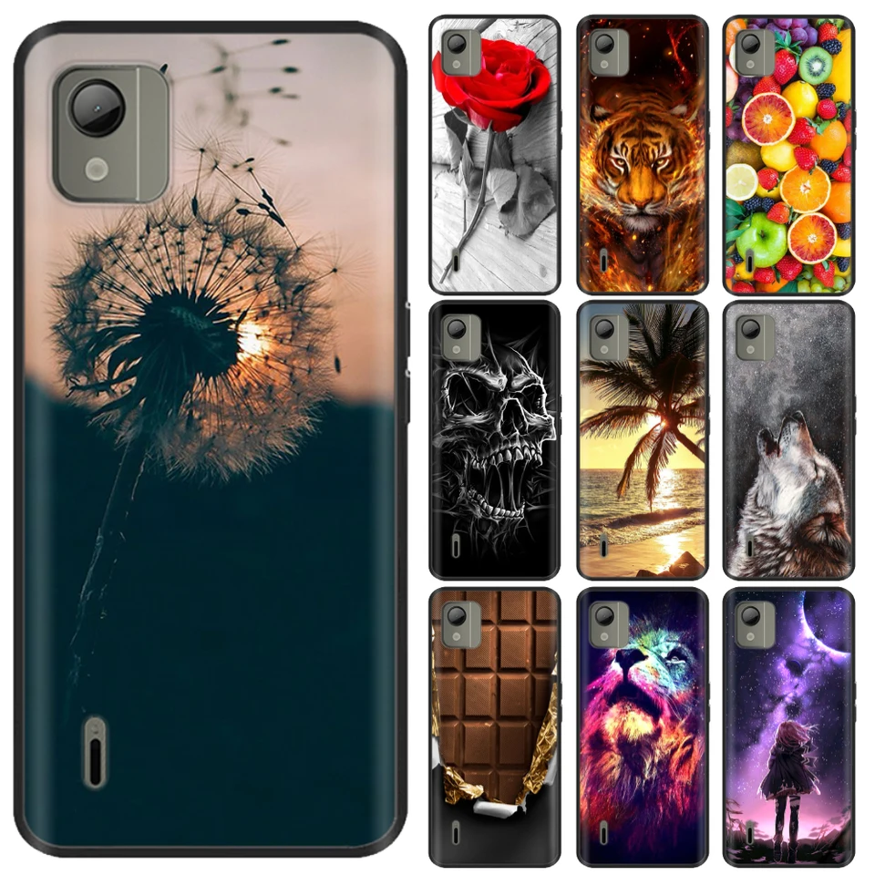 Pre prípad Nokia C110 Silikón Soft TPU Fundas pre Nokia C110 4G THEE THEE THEE PRE NOKIA C 110 BLACK SOCPORPLE CRESE PARA