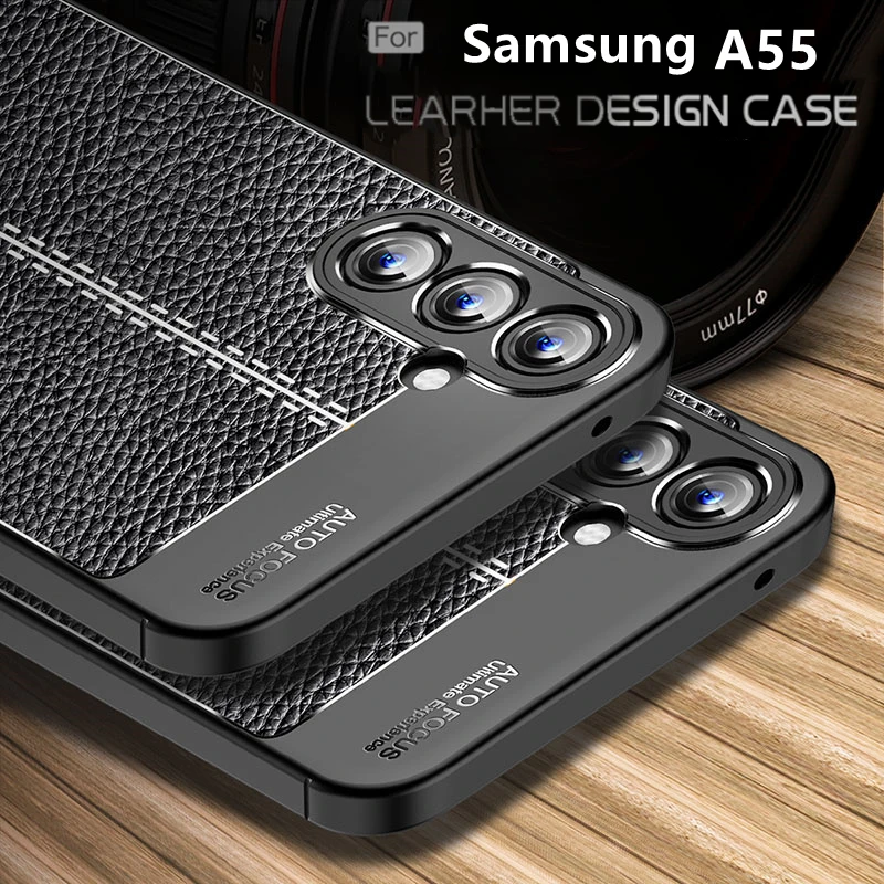 Pre prípad puzdra Samsung A55 Samsung A55 5G CAPAS Nový telefón Spätný nárazový nárazový nárazový nárazový nárazový TPU mäkká koža pre Fundas Samsung Galaxy A55