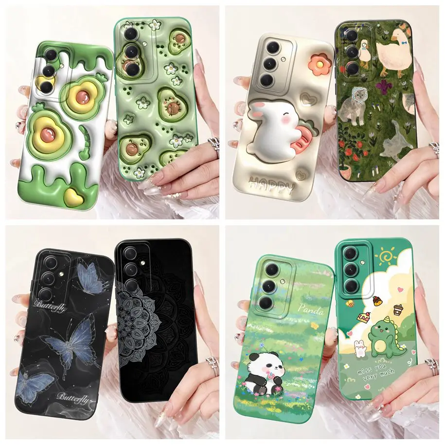 Pre prípad Samsung A55 5G SM-A556B Zadný kryt Krásny avokádový králik Panda Soft Funda pre Samsung Galaxy A15 A25 A35 5G telefónny prípady