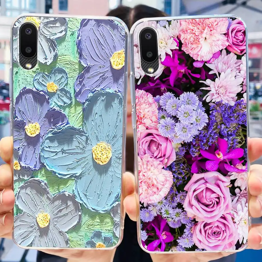 Pre prípad Samsung Galaxy A02 A02S Case Fashion Flower Silikone Soft Cover Funda pre Samsung A02S A02 M02 A 02S M 02S A022F