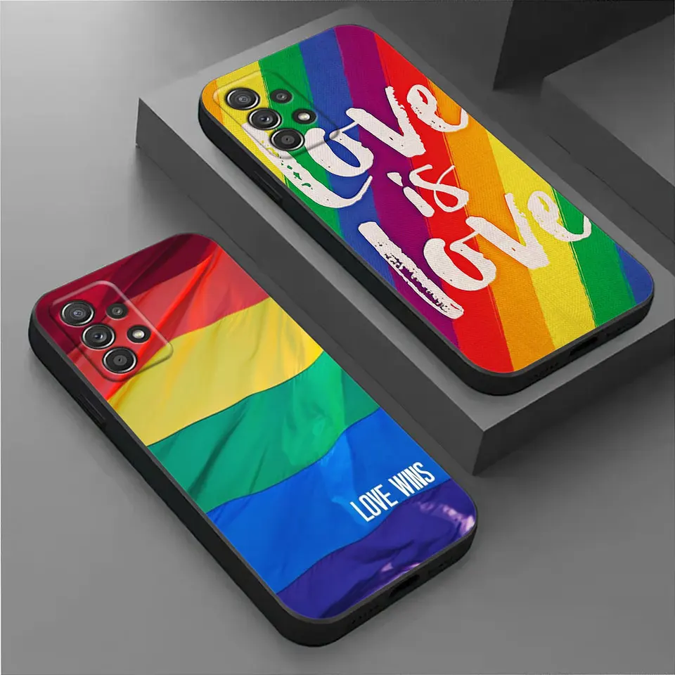 Pre prípad Samsung Galaxy A55 LGBT Case A54 A52S A53 A51 A34 A35 A33 A32 A50 A52 A71 A30 A3 A7 prípady Soft Cover Cover Gay Pride Flag Lesbians Lesbians