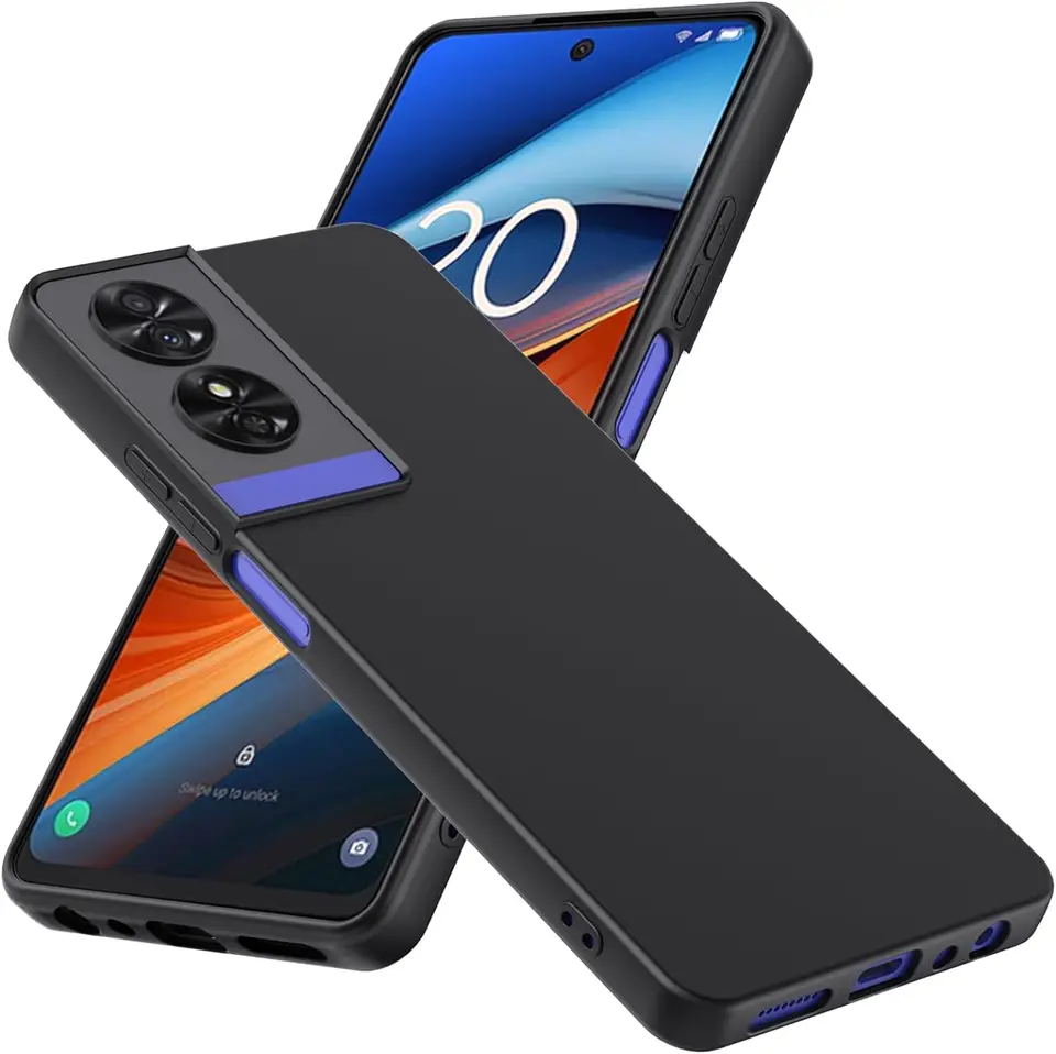 Pre prípad TCL 50 SE matný silikónový mäkký TPU zadný kryt coque pre TCL 50 S Case 40 NXTPAPER 4G Čierny nárazník