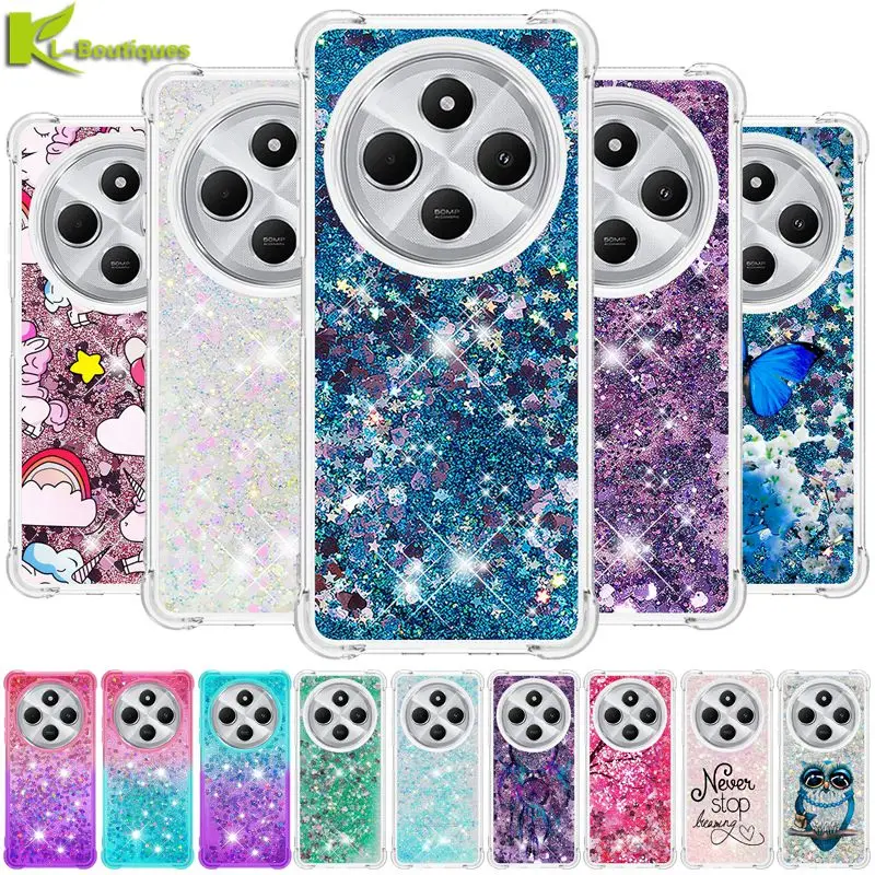 Pre prípad Xiaomi Redmi 14C pre Funda Xiaomi Redmi 14C Cover Glitter Dynamic Liquid Case pre Xiomi Redmi14C Pase Case Coque Coque