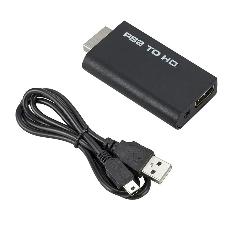 Pre PS2 až HDMI kompatibilný adaptér prevodníka 480i/480p/576i zvukové video s 3,5 mm zvukový kábel podporuje PC Všetky režimy displeja PS2