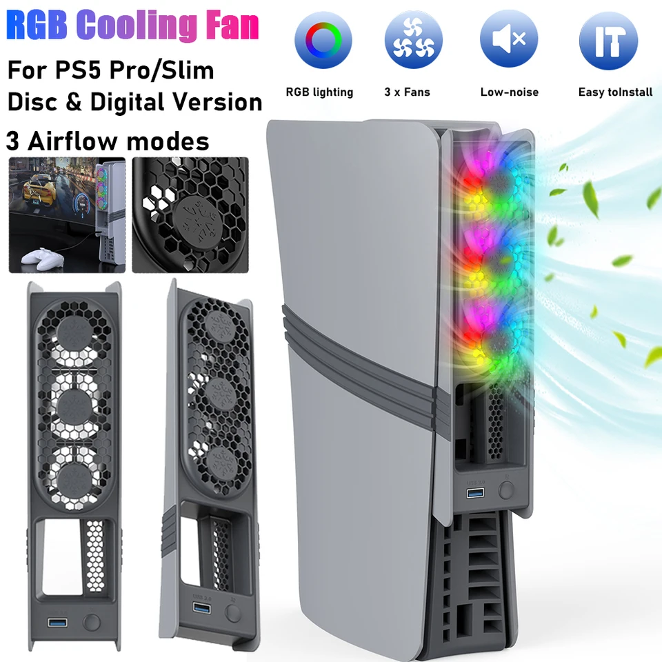 Pre PS5 Pro/PS5 Slim Fan Efektívny chladiaci ventilátor Game Console External Fans Cool pre PlayStation 5 PS5 Pro/Slim PS5 Accessories