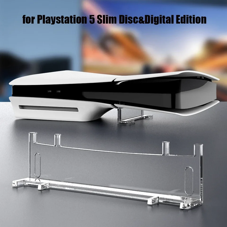 Pre PS5 Slim Horizontal Console Stand Fixná podpora držiaka Acryl Host Rack pre PlayStation 5 Slim Disc & Digital Edition