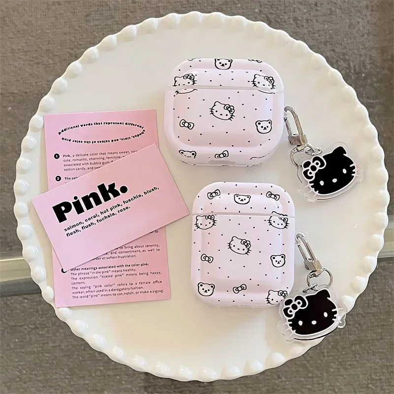 Pre puzdro AirPods Pro 2. generácie, ružové Hello Kitty s Keychain pre puzdro AirPods 3, kryt slúchadiel TPU pre AirPods 1/2 puzdro