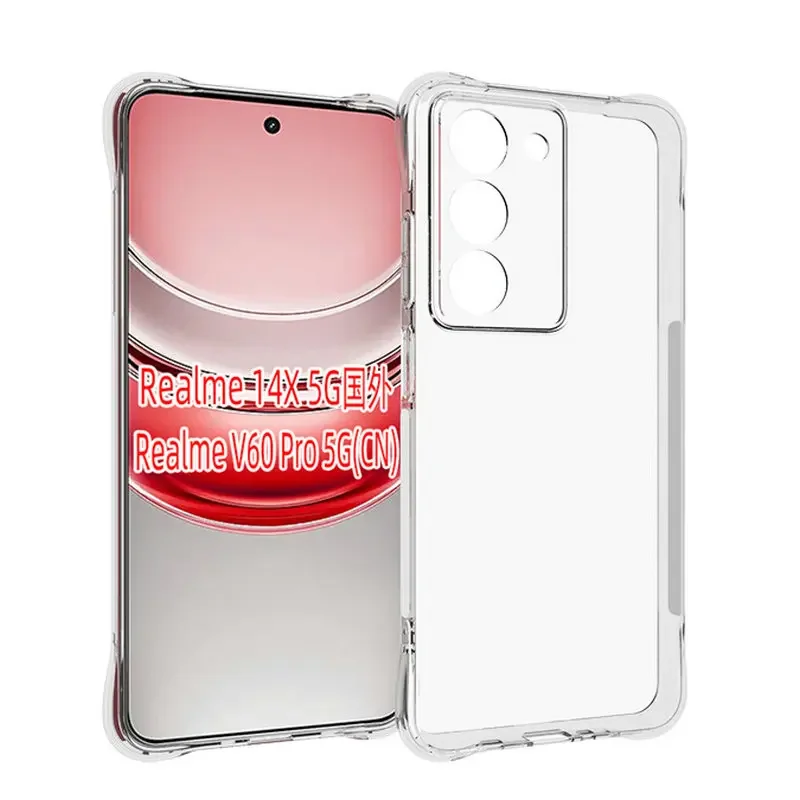 Pre Realme 14x 5G anti-šok TPU gél Case HD Clear TPU Soft Case pre OPPO Realme V60 5G