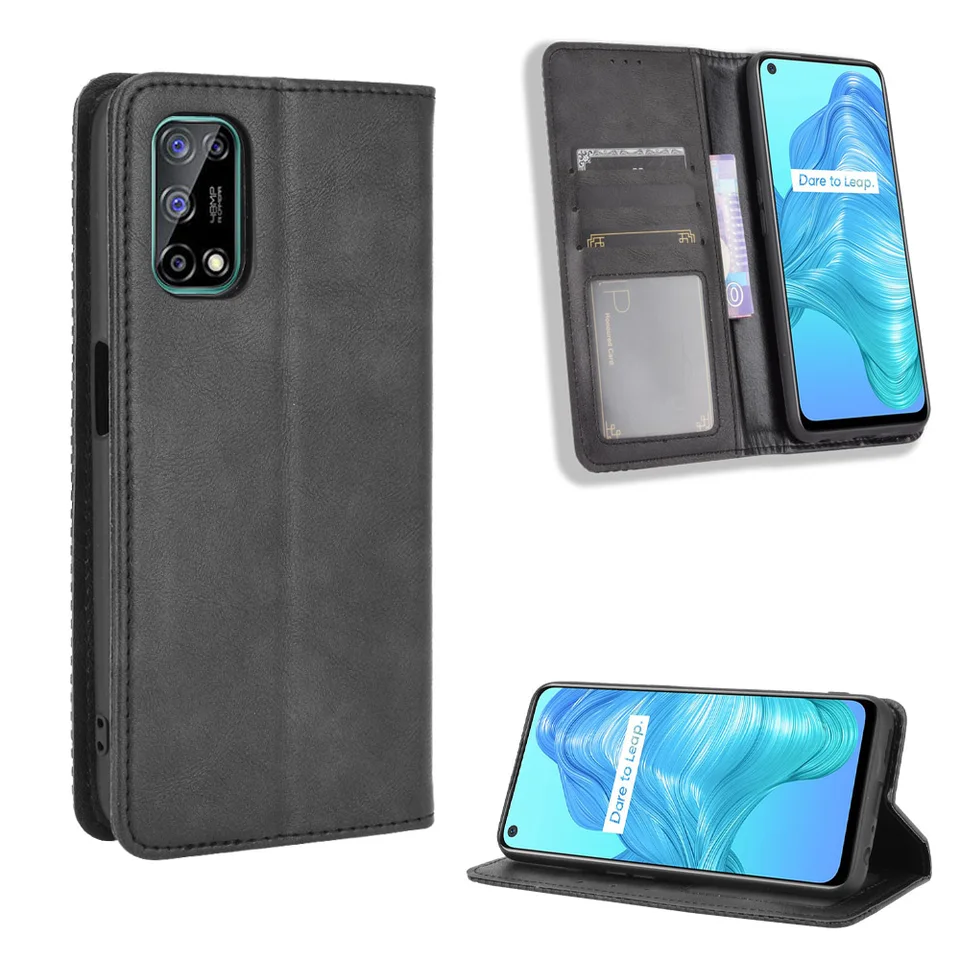 Pre Realme 7 5G Pase Premium Leather Leather Leath Flip Pase for Oppo Realme 7 Realme7 5G RMX2111 puzdro 6,5 palca