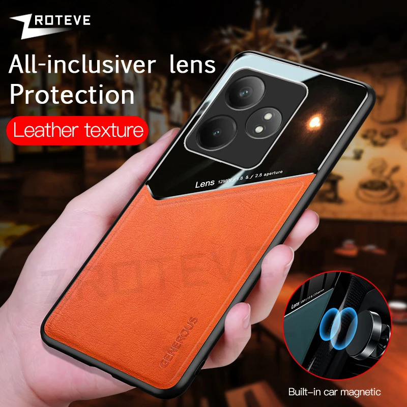 Pre Realme GT NEO6 Case Zroteve PU kožené auto magnetické tvrdé počítačové kryt
