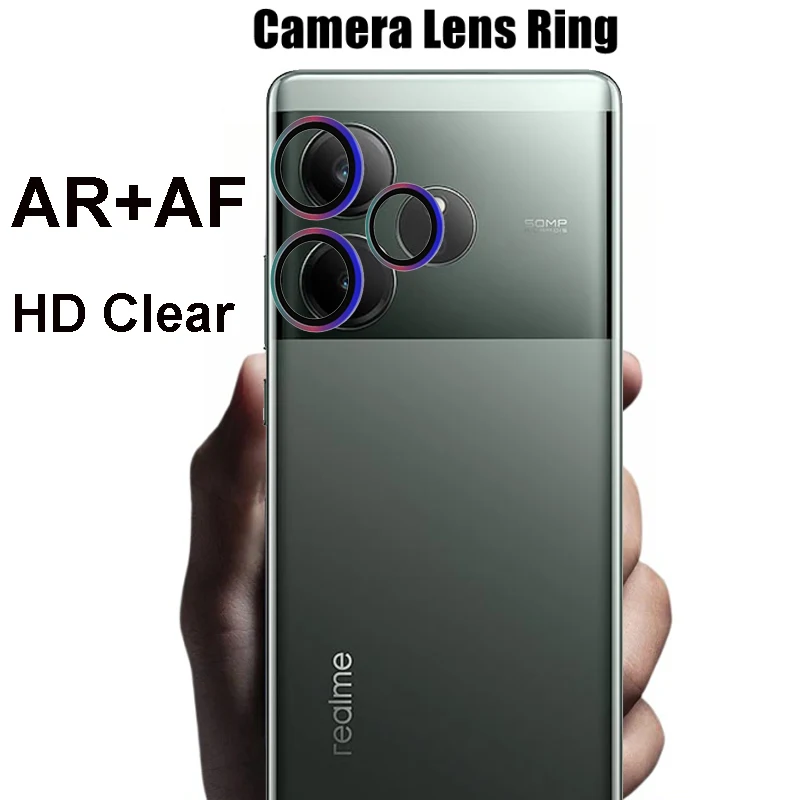 Pre Realme GT6 GT6 Glitter krúžok Temperovaný sklenený sklenený ochranný objektív, Bling Cover Lens pre Realme GT 6
