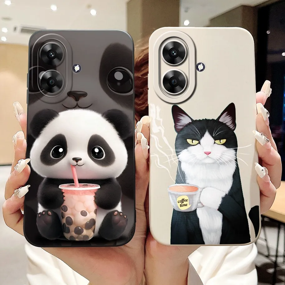Pre RealMe Note 60 2024 puzdro roztomilý Panda Soft Smooth Liquid Silikone Ochranný kryt pre Realme Narzo N61 Funda Note60 4G Bumper