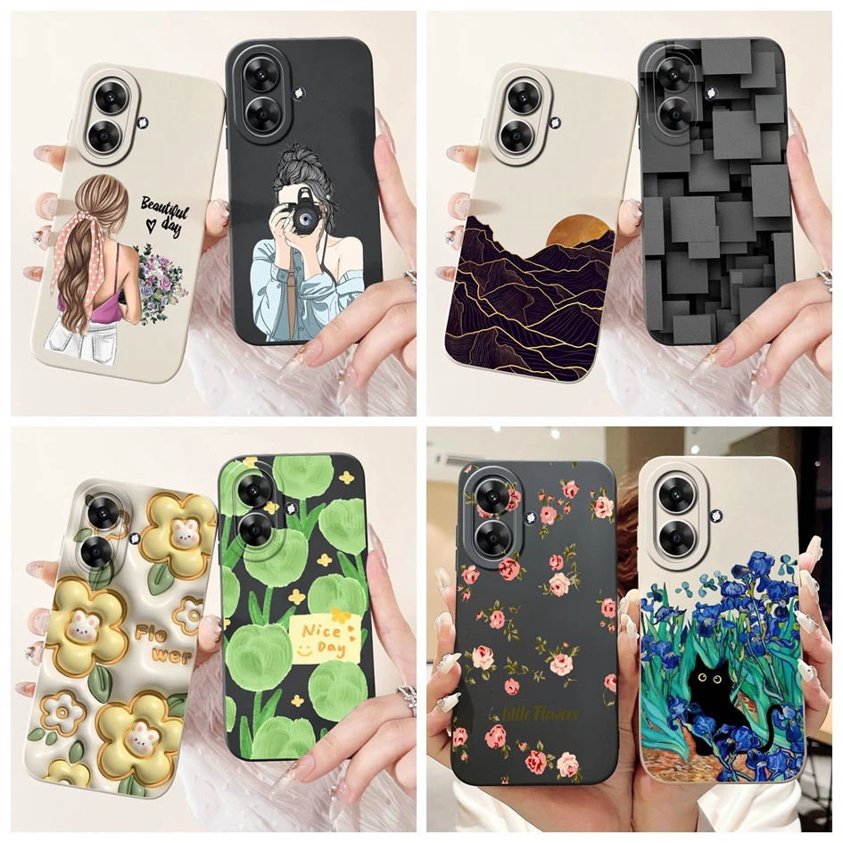 Pre realme poznámku 60 Populárne kvetinové dievčatá Mäkký silikónový telefón pre Realme Narzo N61 Zadný kryt na Realme Note60 Funda