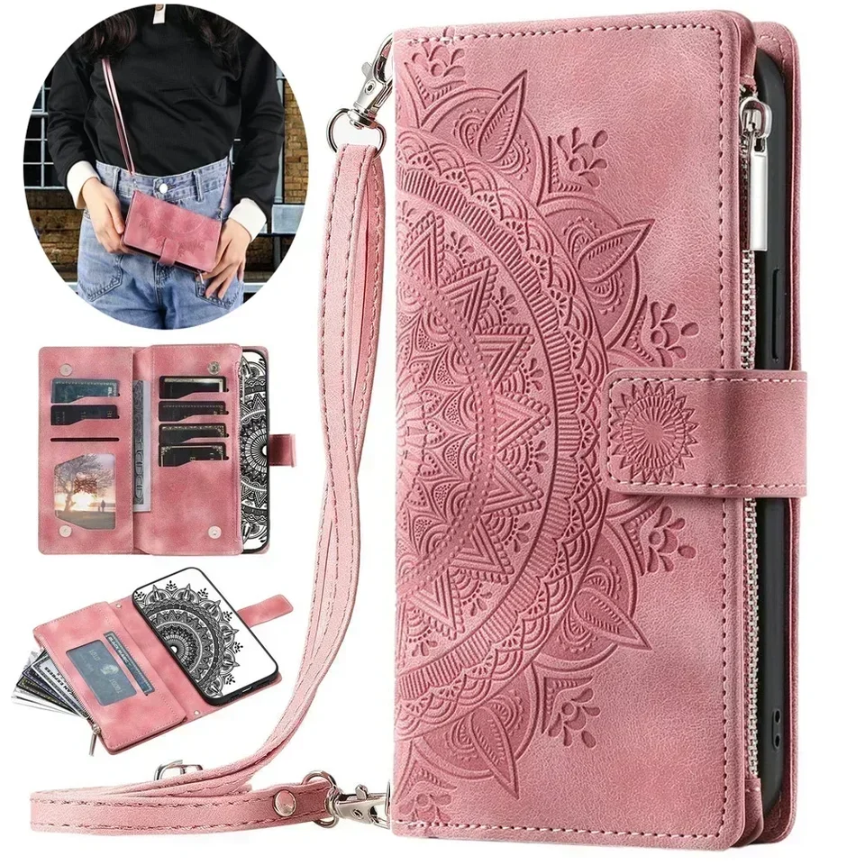 Pre Redmi 14c 12c Poznámka 14 Pro 4G 5G Zipper Flip Case Crossbode Peňaženka Capa Xiaomi Redmi Note 13 Pro Plus 12 Poznámka 9 13C kryt