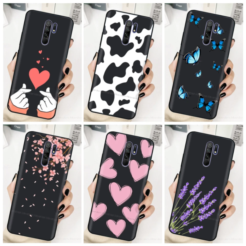 Pre Redmi 9 puzdro Soft Soft Black Silikone Luxusný zadný kryt pre Xiaomi Redmi 9 puzdier Redmi9 Fundas Shock odolný voči nárazu nárazník