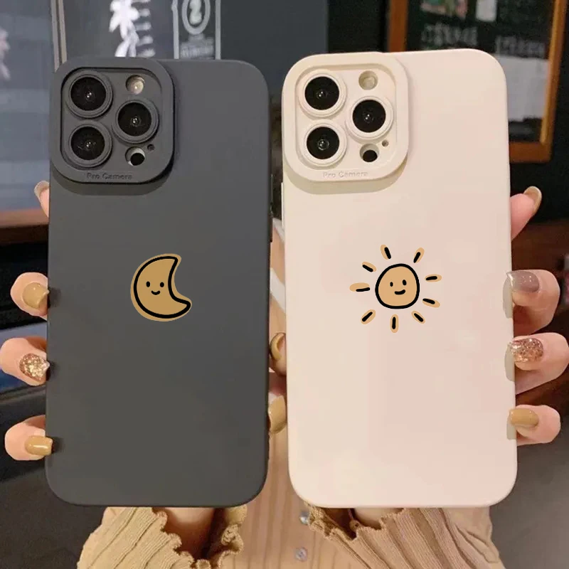Pre Redmi Note 13 Pro Puzdro pre Xiaomi Redmi Note 12 Turbo 11 11S 10S 10C 9s 9 Pro Plus kreslený minimalistický slnečný mesiac Soft