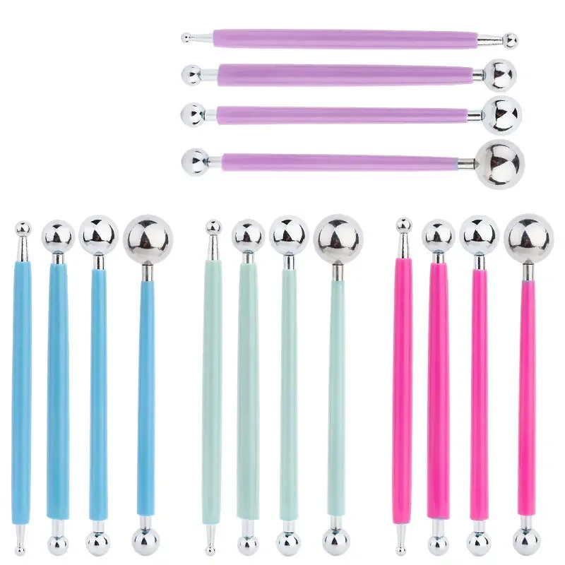 Pre reliéfový vzor 4 PCS Point Vŕtacie krčné pero s DIY guľovými stylus Nástroje Špirála Dvojitá hlava Clay Schampting Tools