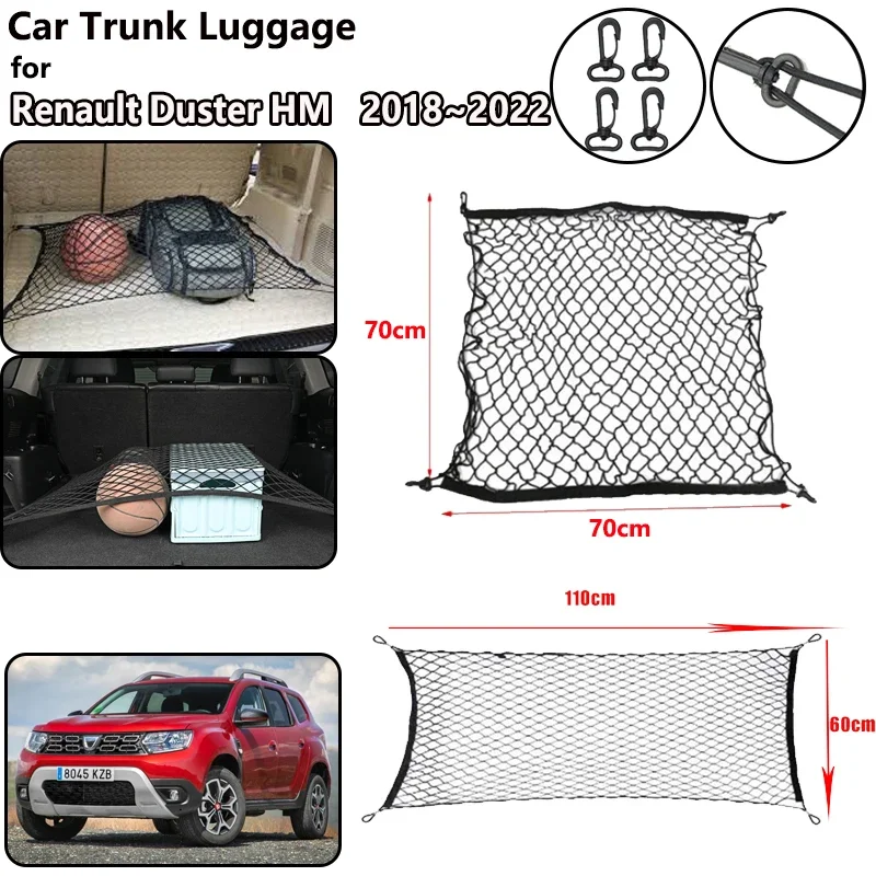 Pre Renault Dacia Duster Accessories 2018 ~ 2022 HM Car Trunk Net Nylon Mesh Trunk Organizátor Elastic Batge Storage Bag 2020 2020