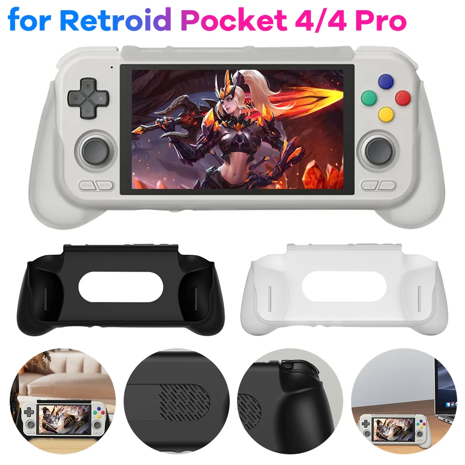 Pre retroidné vrecko 4/4 Pro Grip Držiteľ konzoly ochranné puzdro TPU s ručnou hernou hernou konzolou Nepremokavé herné príslušenstvo stojan