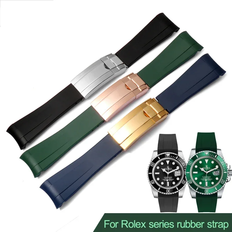 Pre Rolex Gumber Watch Strap Male Ditongna Green Water Ghost Drh Green Silikone Watch Band 20/11 mm