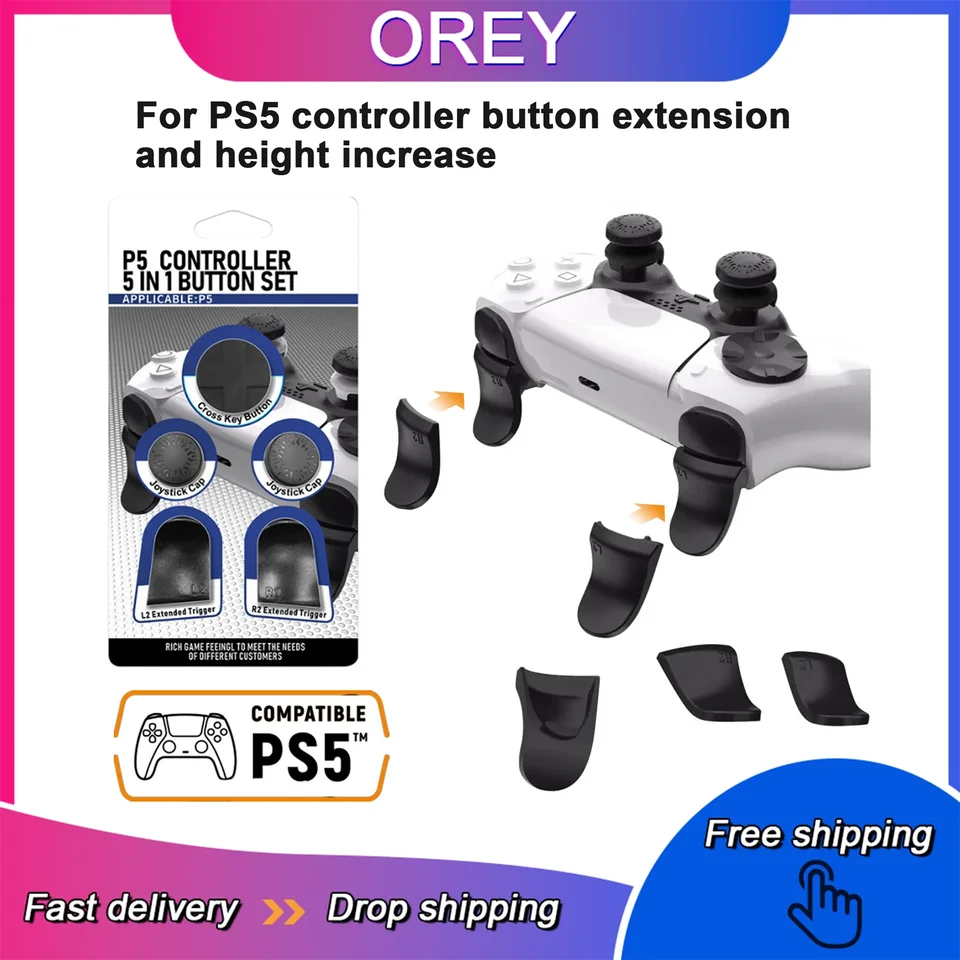 Pre rozšírenie kľúča PS5 GamePad L2R2 Krížový kľúč Joystick Výška Zvýšenie PS5 Slim Game Console Trigger Key Extension Príslušenstvo