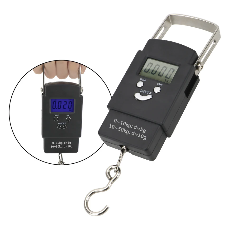 Pre rybársku batožinu cestovanie digitálneho váženia stupnice 50 kg/110 lb domáci nástroj LCD Elektronická stupnica Prenosná prenosná stupnica