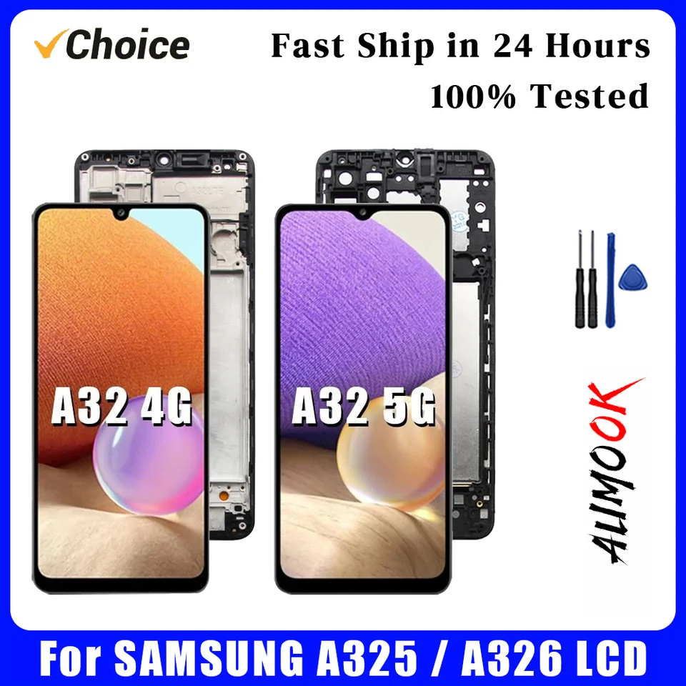 pre Samsung A32 5G/A32 4G LCD displej dotykovej obrazovky Digiziter zostava Pantalla pre Samsung A325 A326 s displejom LCD Frame LCD