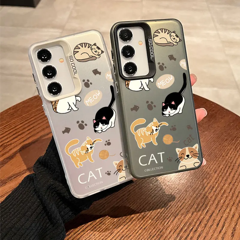 pre Samsung Galaxy A 13 14 15 20 22 22 23 25 31 33 34 35 50 51 52 53 54 55 70 71 72 4G farebný mäkký telefón puzdro pre mačku Cat Lall Ball