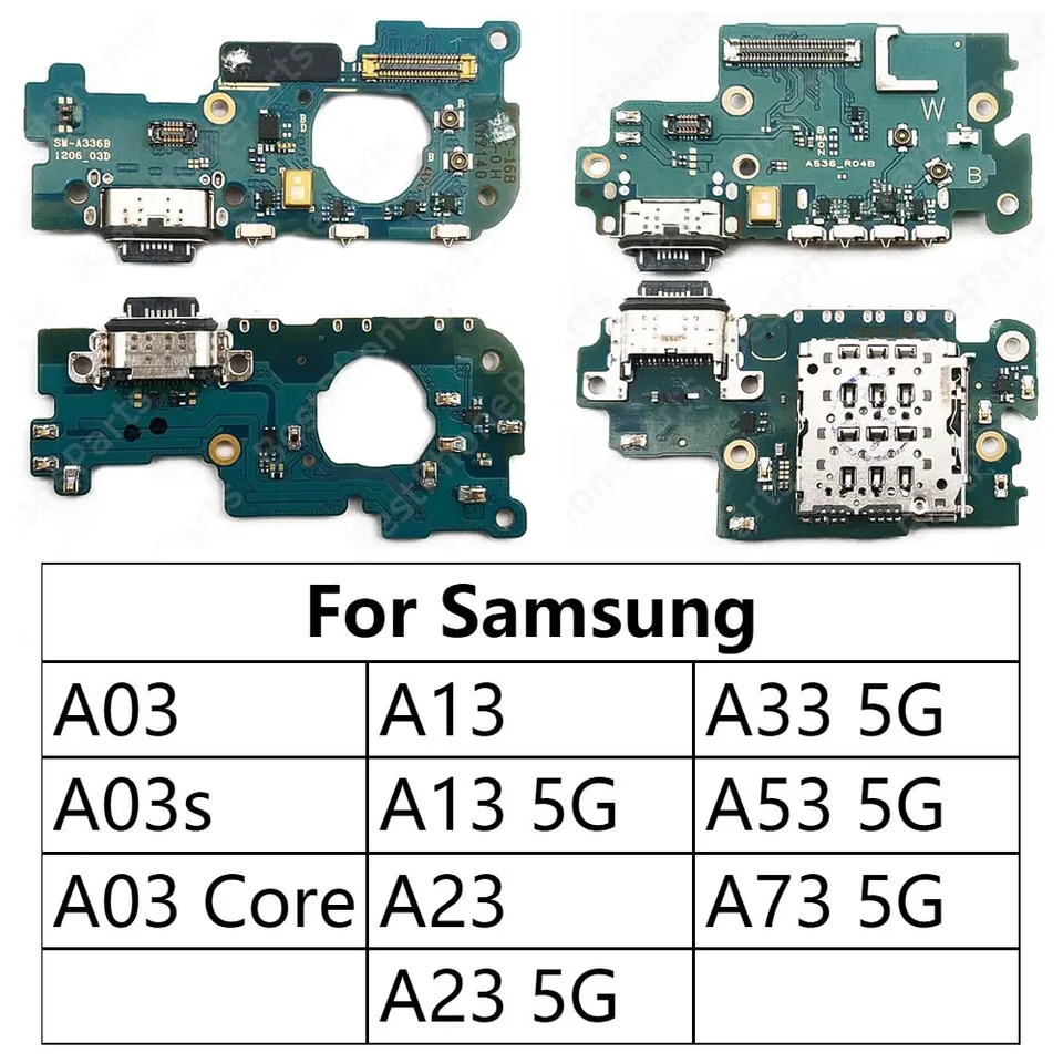 Pre Samsung Galaxy A03 Core A03S A13 A23 A33 A53 A73 5G nabíjacie port nabíjacie doska doska PCB Socket USB Connector Výmena