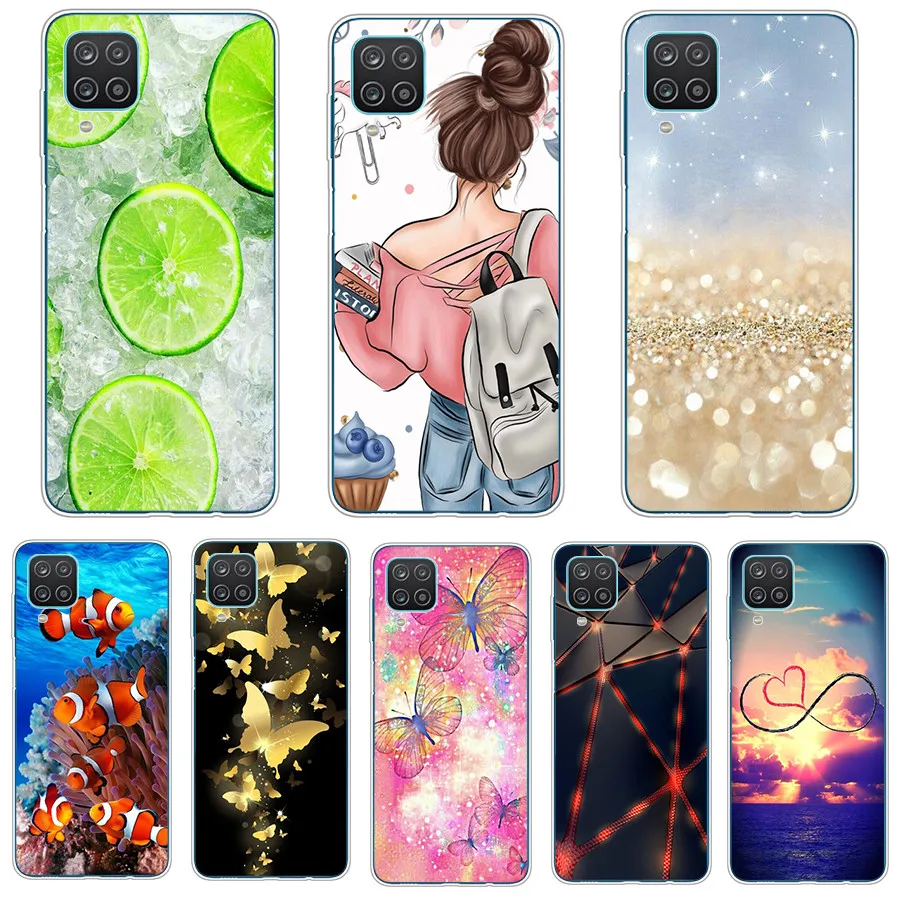 Pre Samsung Galaxy A12 Case Cover Cover kremíka Soft TPU zadné puzdrá pre Samsung A12 Case 2019 módny nárazník A 12 6,5 
