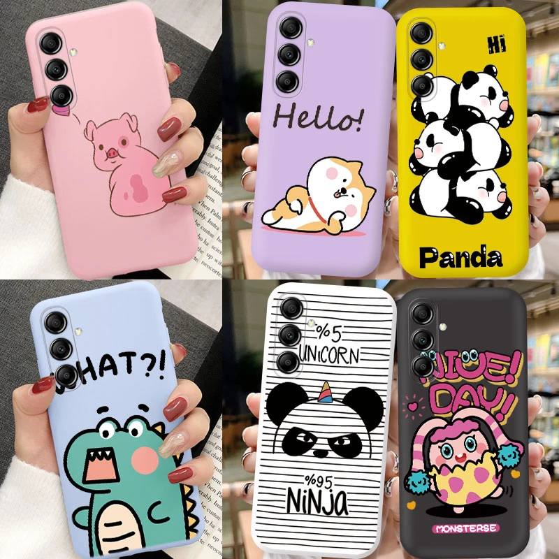 Pre Samsung Galaxy A13 A04S A15 A24 4G A13 A14 A15 A25 A34 A35 A36 A54 A55 M15 F15 5G Cute Pink Pig Panda Cartoon Puzdro