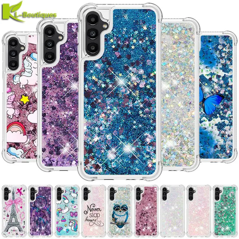 Pre Samsung Galaxy A14 5G pokrýva dynamický kvapalný prípad rýchleho kvapaliny pre Fundas Samsung A14 A 14 5G SM-A146B A146P A146U PASE