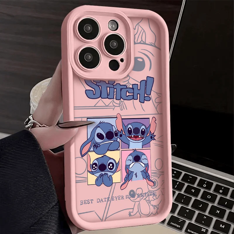 Pre Samsung Galaxy A26 A56 A06 A16 A15 A25 A55 A35 A54 A34 A14 A24 A33 A52 Kawaii Stitch Mood Cartoon Kartoon viacstupňový mäkký telefón