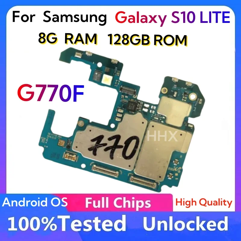Pre Samsung Galaxy S10 Lite G770F odomknutá základná doska bez dotykového ID ok hlavná logická doska Full Chips Android OS 2 SIM verzia