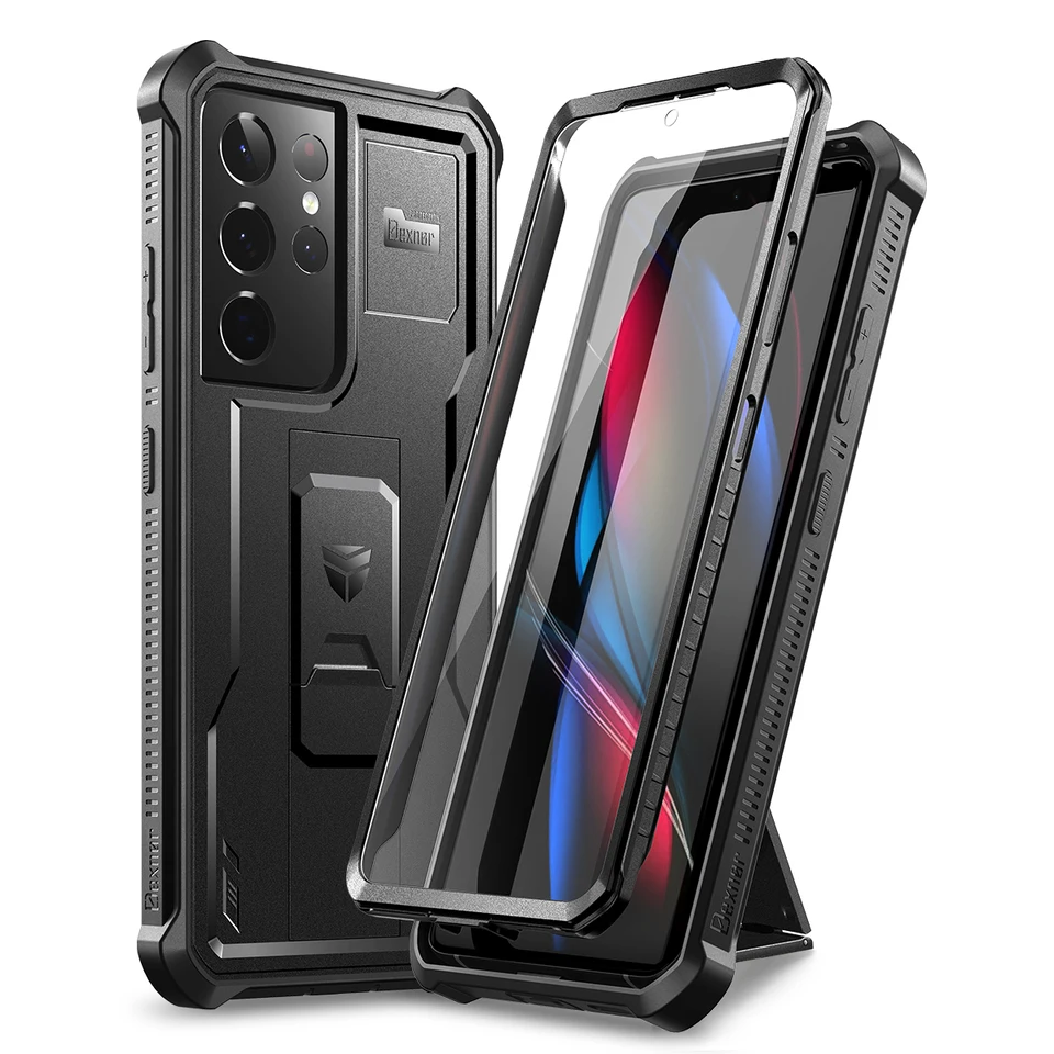 Pre Samsung Galaxy S21 ultra 5G puzdro s celkovým nárazníkom Armor Armor Shopproof Shop Arter s vstavaným ochrancom obrazovky so vstavaným ochrancom obrazovky