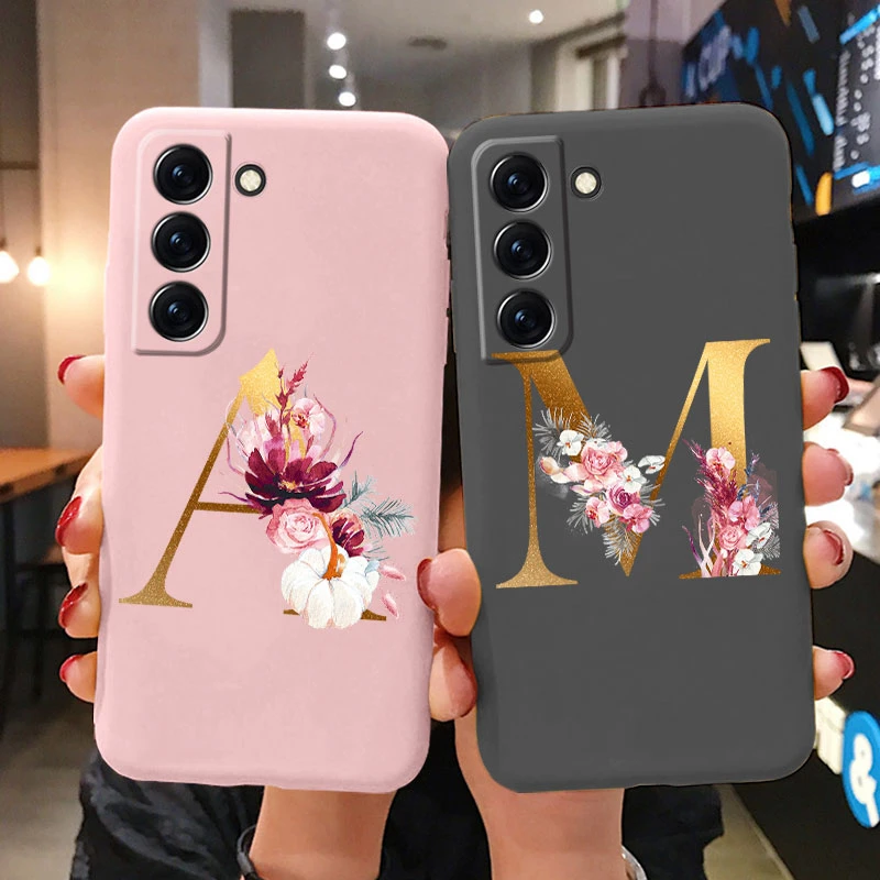 Pre Samsung Galaxy S22 S222 22 Plus kvetiny Zlatý list az mäkký silikónový kryt pre Samsung S22 Ultra Bumper S22+ Shell