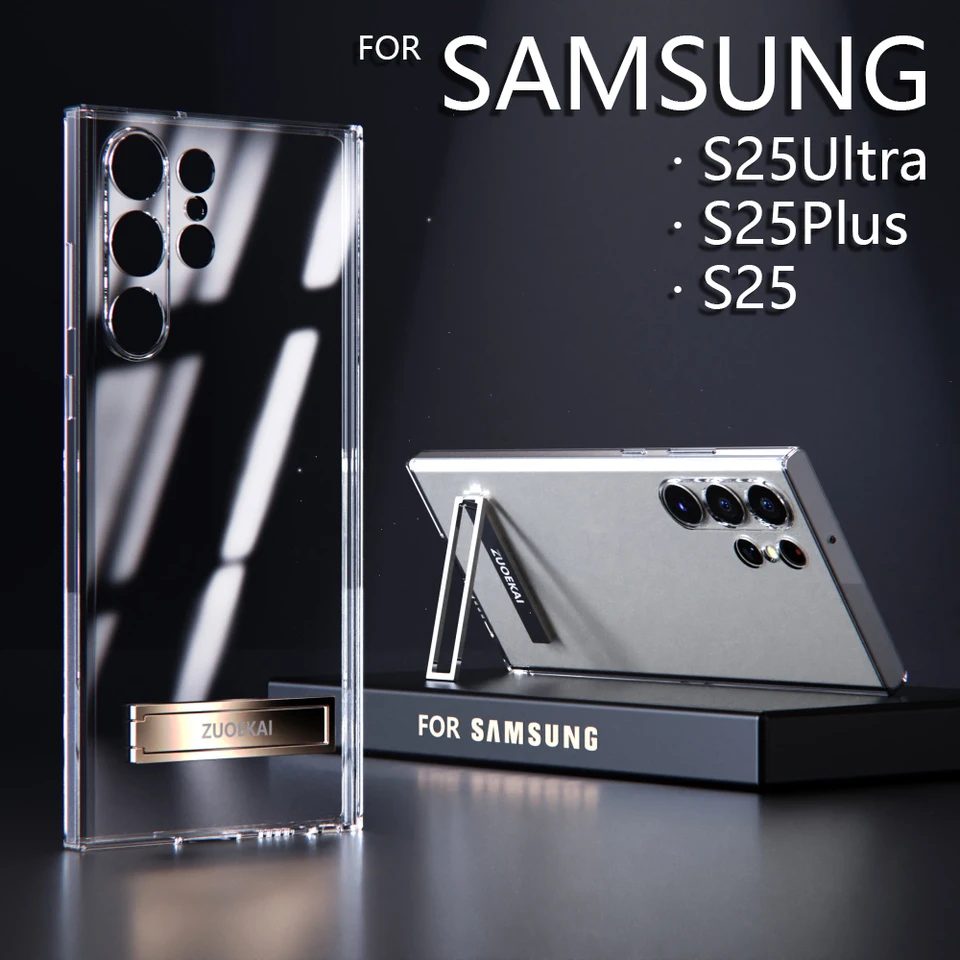 Pre Samsung Galaxy S25 S24 S23 S22 S21 Ultra Plus A55 A35 A15 Transparent Case s ochranným čistým mäkkým nárazovým krytom stojan