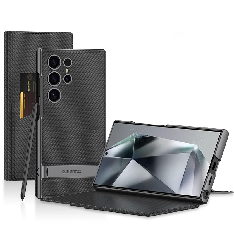 Pre Samsung Galaxy S25 Ultra Case GKK Pu Plain Leather Wallet Book Flip Stund Cover s slotom na kartu pre Galaxy S25 Ultra