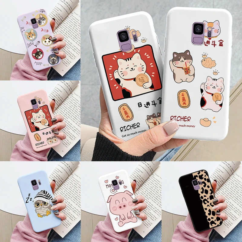 Pre Samsung Galaxy S9 S9 plus kryt roztomilé karikatúry srdiečková mačka Soft Silikone Shockproof Puzdro pre Samsung S9 S9+ Funda Bumper