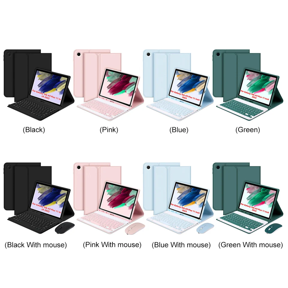 Pre samsung galaxy tab a9 plus 11 palcový dehatabilný bt klávesnica Auto spánok/koža s kožou folio kryt w/držiak ceruzky čarovná klávesnica