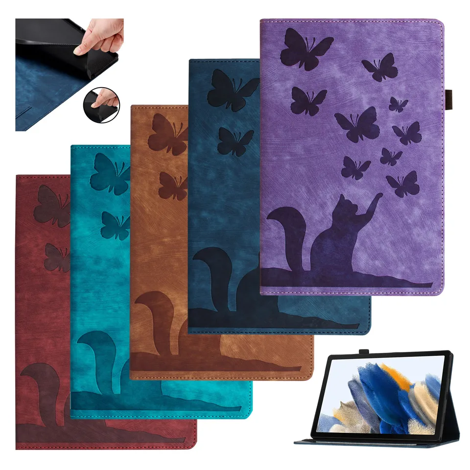 Pre Samsung Galaxy Tab S9 Case Pu Leather Butterfly Cat Folio Tablet The Tab S8 S7 2020 T870 T875 Kryt kníh 11 palcov 11 palcov