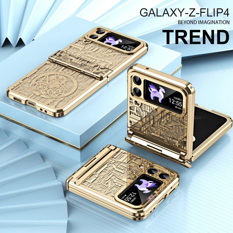 Pre Samsung Galaxy Z Flip 6 5 4 3 Machinické elektroplatovanie priehľadného krytu závesu proti kvapkaniu pre z flip5 flip5