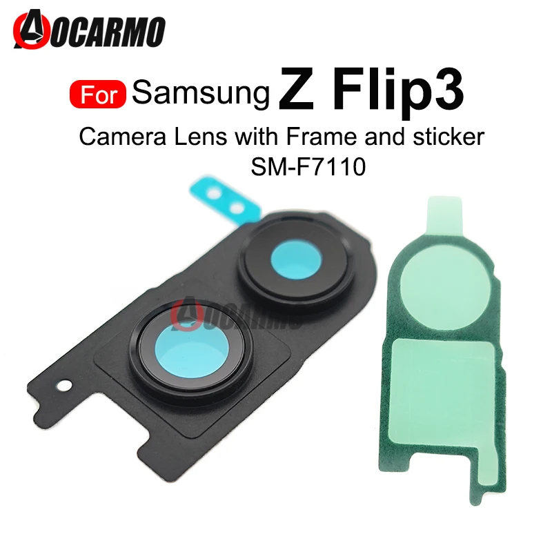 Pre Samsung Galaxy Z Flip3 F7110 Zadná šošovka so zadnou šošovkou s rámom a náhradnými dielmi lepidla