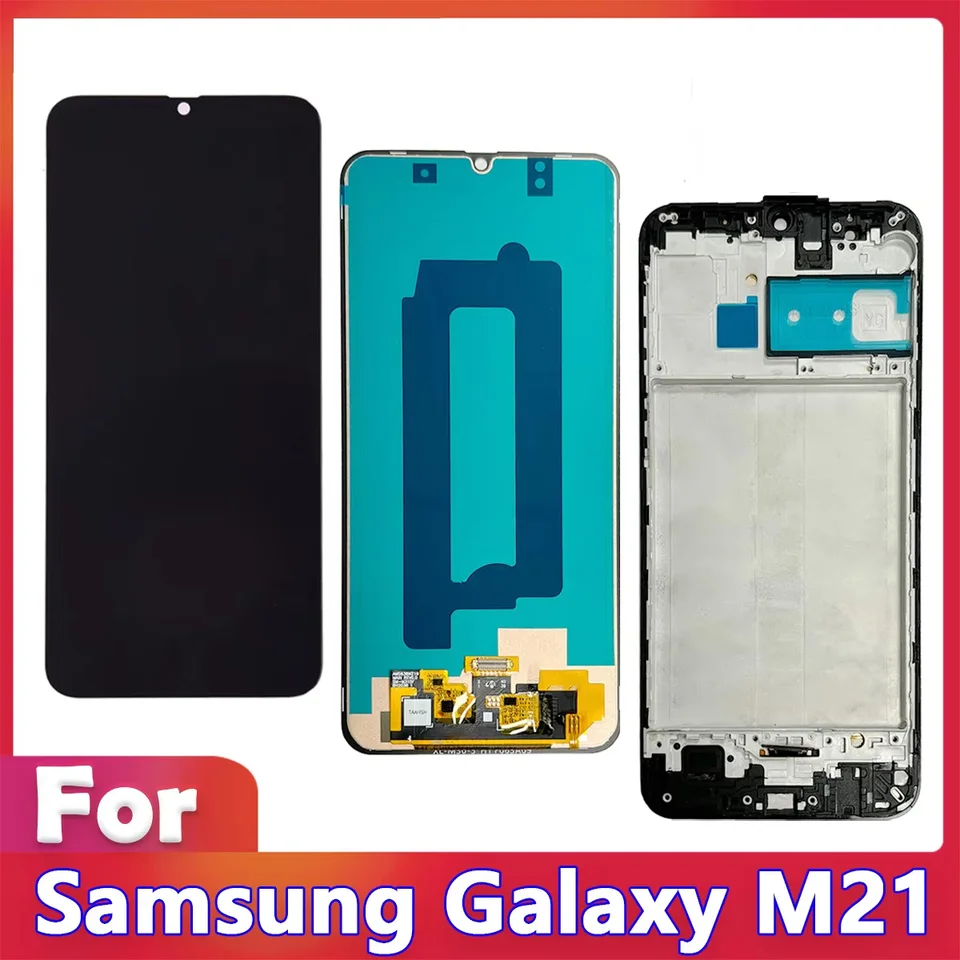 Pre Samsung M21 SM-M215 SM-M215F LCD DISPLEY DISPIT DIGITÁTORIZER s digitalizátormi zostavy rámu pre Samsung M21 LCD