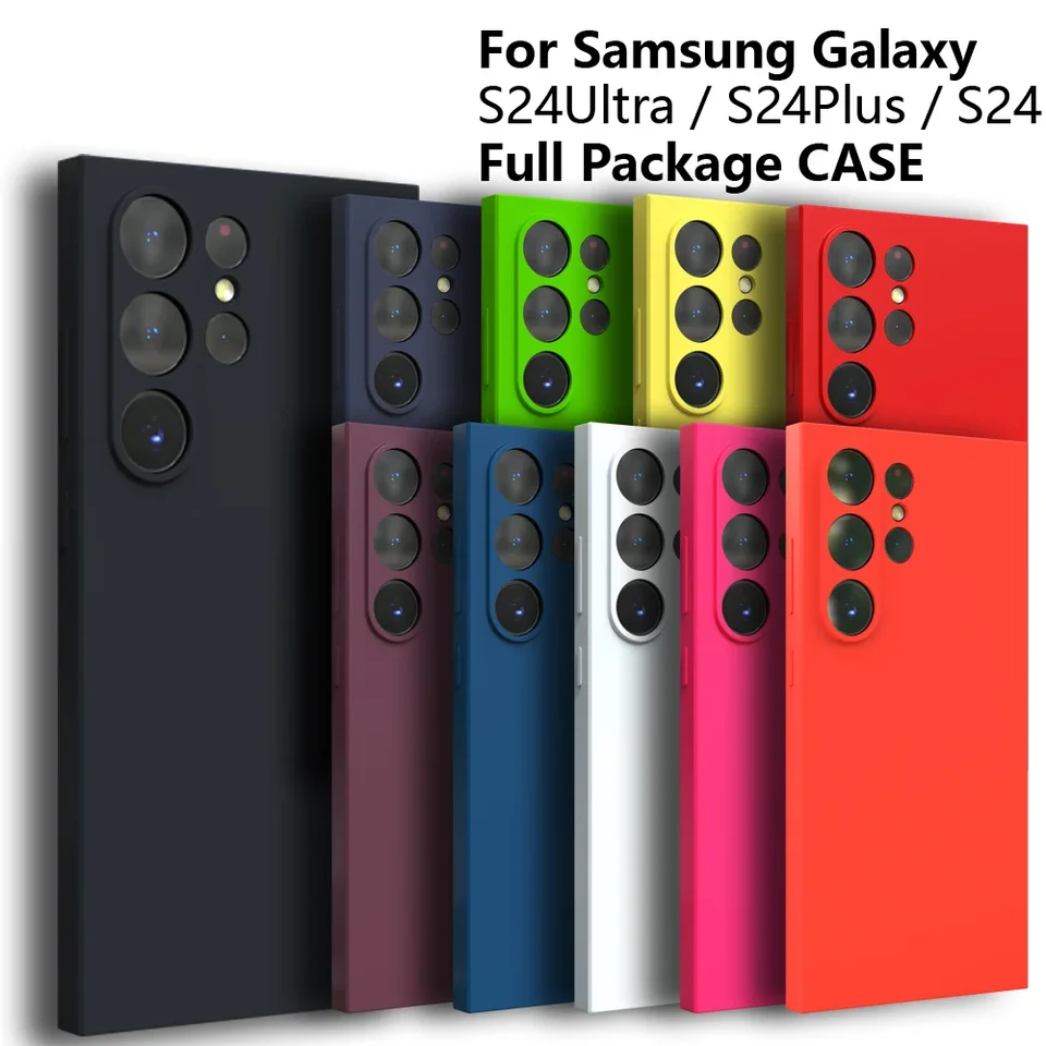 Pre Samsung S24 Ultra Case S24ultra S24Plus plus mäkký kvapalina Silikónový kryt tenký nárazový nepriestrelný telefón chrbát Galaxy Ochranná škrupina