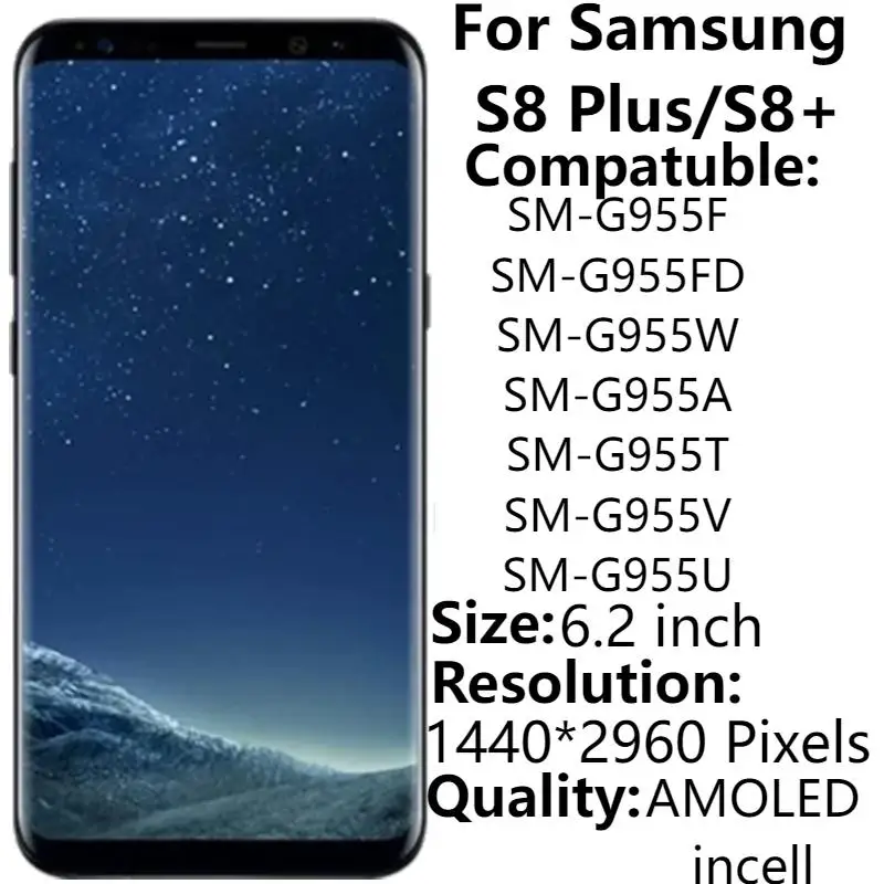 Pre Samsung S8+ G955F G955 LCD displej s rámom 6,2 